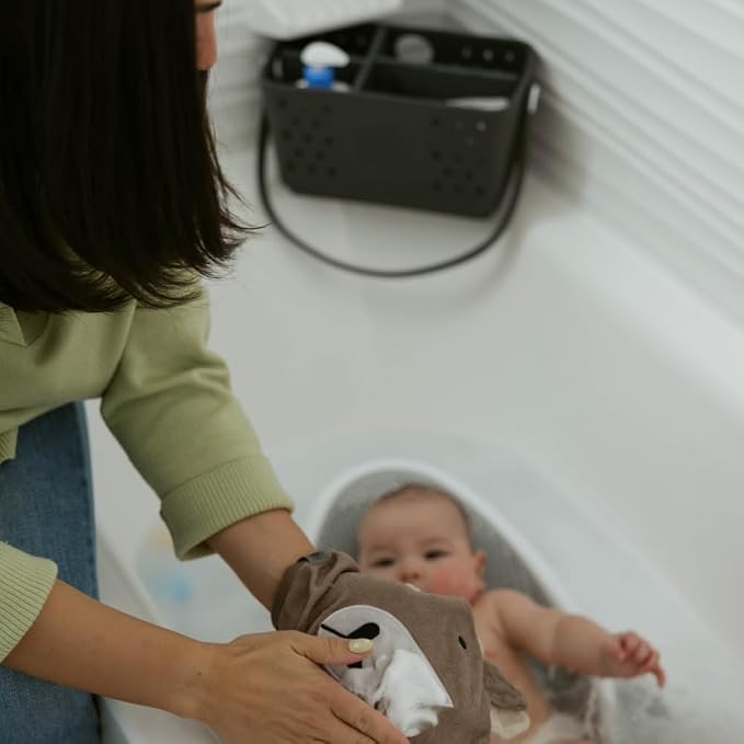 Parker Baby Co. Quick-Dry Bath Caddy Organizer with Handle - Smoke, Regular | BPA-free, food-grade shower caddy & bath organizer that stores toys and bath supplies in a sturdy, easy-carry handle design - Image 2