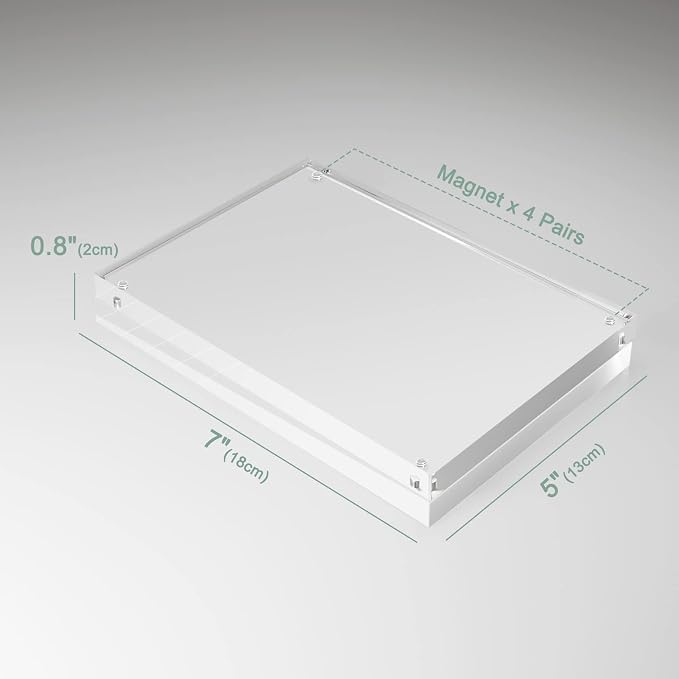 SYNTRIFIC 5x7 Acrylic Frame 3 Pack, 20mm Clear Magnetic Picture Frames Bulk | Clear Lucite Frames, Stand on Desk, Horizontal and Vertical, Frameless, Floating Effect Photo Display - Image 8