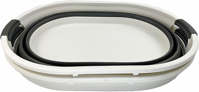 SAMMART 39L (10.3 gallons) Collapsible Plastic Laundry Basket - Foldable Washing Tub - Easy Storage & Pop Up Saving (Grey/Washed Black(Set of 2)) - Image 3