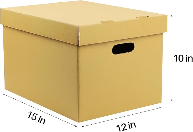 Lineco, Archival Storage Cartons, Acid-Free, 12x15x10 in, Tan, Pack of 5 | Ready-To-Assemble Filing Boxes for Organizing and Storing Documents, Prints, or Photos, Buffered Corrugated Board - Image 2
