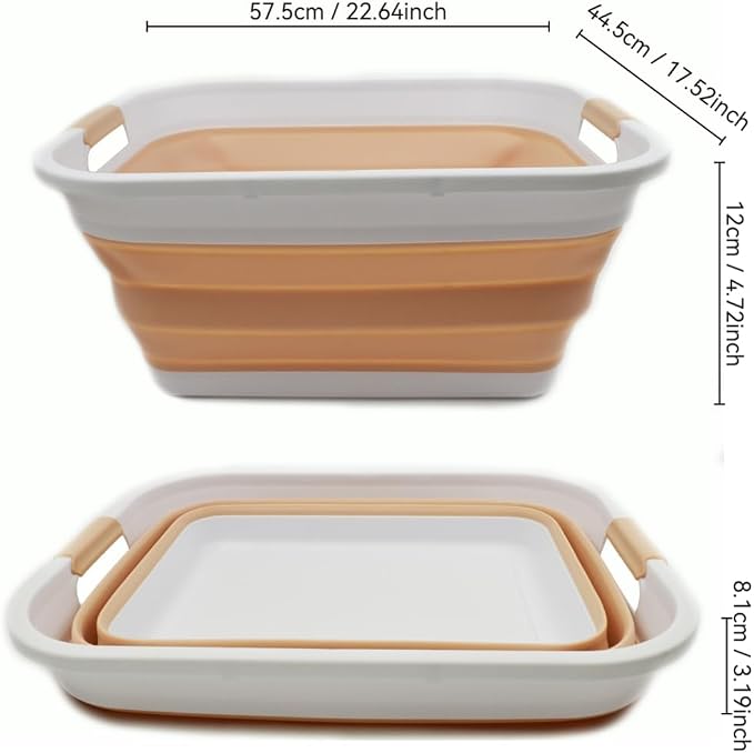 SAMMART 41L (10.8 gallon) Collapsible Plastic Laundry Basket - Foldable Pop Up Storage Container/Organizer - Portable Washing Tub - Water capacity: 32L (8.4 gallon) (Rectangular, White/Beige) - Image 5