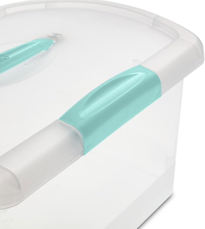 Sterilite Medium Nesting ShowOffs, Stackable Small Storage Bin with Latching Lid and Handle, Plastic Container to Organize Home, Clear, 18-Pack - Image 9