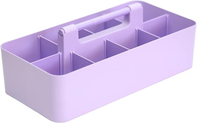 -Large Portable Caddy, DIY Dividers, 8 Compartments, School Office Supplies Home Business Basket with Handle Storage Modern Made in USA (3 PACK, Lavender) - Image 5