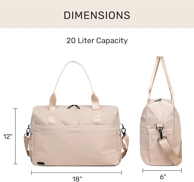 Austin Carry-On Travel Duffel Bag for Women, 18” Weekender Bag with Laptop Sleeve, Durable Material, and Trolley Sleeve, Ideal for Work, Gym, and Overnight Trips (Natural) - Image 5