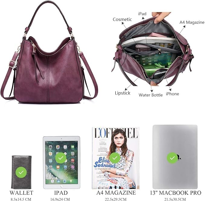 Hobo Crossbody Bag for Women, Designer Shoulder Purse Handbags - Image 3
