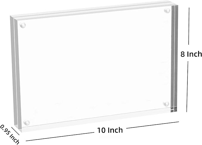 Meetu Acrylic Picture Frame 8x10,Clear Freestanding Double Sided 24mm Thickness Frameless Magnetic Photo Frames Desktop Display with Gift Box Package (2 Pack) - Image 2