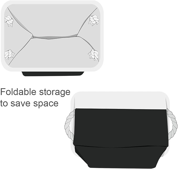 Storage Basket for Organizing - Large 3 Pack 15.7x11.8x8.3 inch Collapsible Storage Bin for Shelves with Handles Laundry Cube Toy Closet Nursery (Whiet & Black) - Image 7
