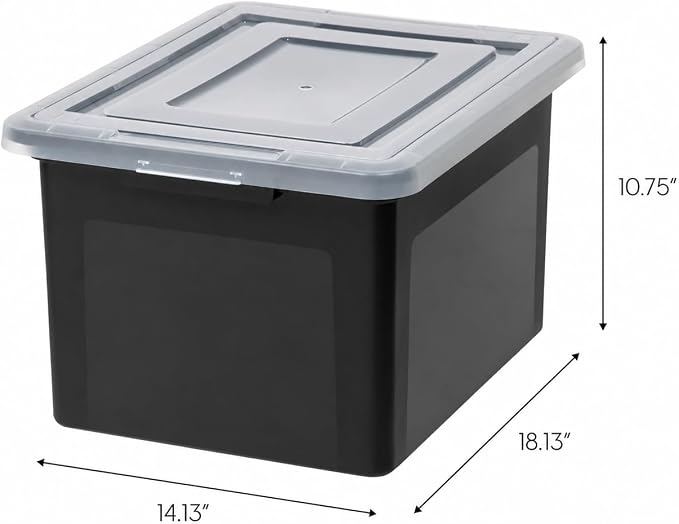 IRIS USA 4-Pack 35 Qt. Letter/Legal File Box with Latching Lid, Black | Organize lesson plans, classroom files and teaching materials with secure storage for teachers, schools and educators - Image 2
