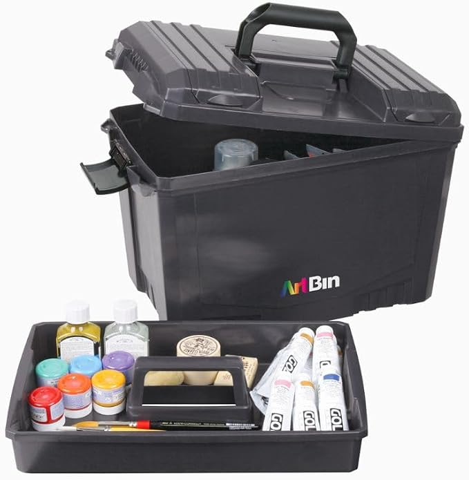 ArtBin 6917AB Sidekick XL Carrying Case, Portable Art & Craft Organizer with Handle, [1] Plastic Storage Case, Black by ArtBin