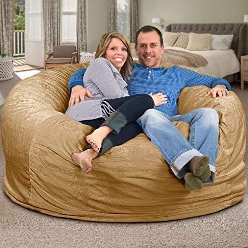 ULTIMATE SACK | 6 Ft Bean Bag Chair Replacement Cover Only | Camel Suede | Removable Washable Cover only - Image 8