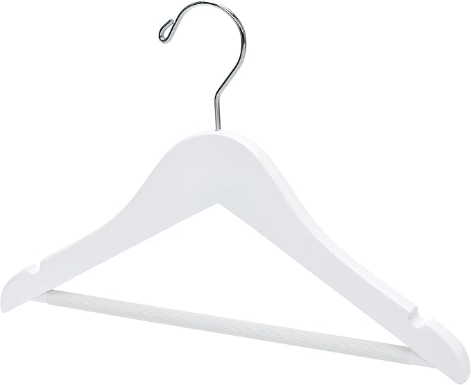 Quality 12” Kid's Wooden Hangers, 20 Pack Baby Hangers, Children's Coat Hangers with Pants Bar, Notches, Anti Rust 360 Swivel Hook for Coats, Suits, Jackets - Toddler Cloth Hanger Set (White, 20) - Image 6