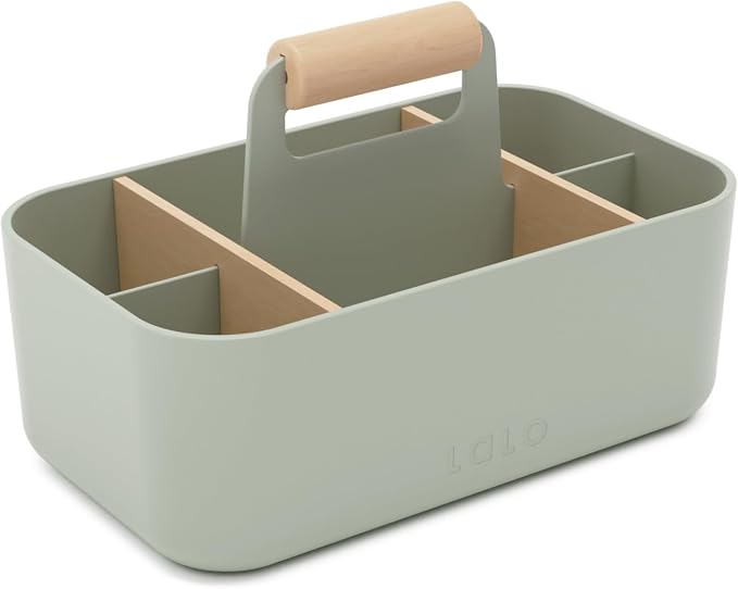 Lalo The Caddy - Modular Caddy Organizer with Handle and Removable Dividers - Portable Tote for Art Supplies, Diaper Storage, Bathroom - Sage by Lalo