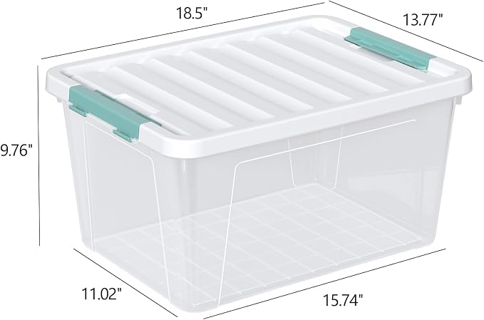 Gainhope 6 Pack 35 L Clear Plastic Storage Bin, Latch Storage Box with Lid - Image 2