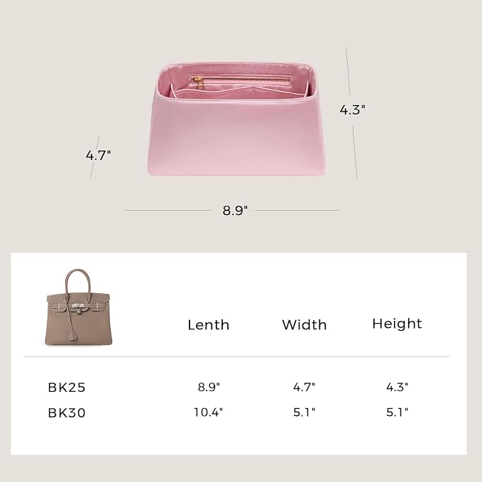 ZTUJO Silky Purse Organizer For Birkin, Luxury Purse Organizer Insert (Rose Sakura, BK25) - Image 3
