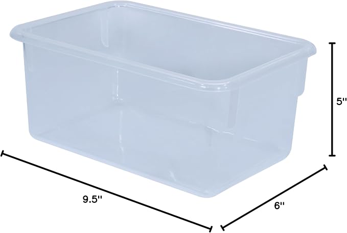 Wood Designs Cubby Storage Bin, Heavy Duty Plastic Containers for Kids Translucent Clear Cubby Tray Set of 10 - Image 7