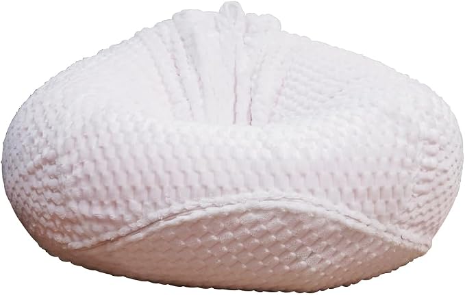 Soft Bean Bag Chair Cover No Filler Sofa Cover Storage Washable Bean Bag Cover Organizing Children Plush Toys for Living Room Bedroom (White, 4 feet-43.3"*43.3"*27.6") by Huamengoo