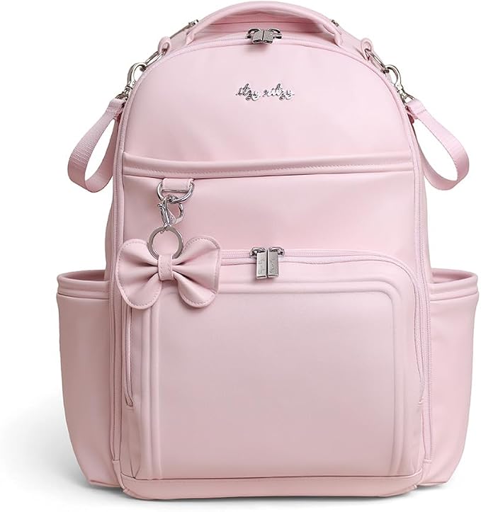 Itzy Ritzy Boss Plus Diaper Bag Backpack with 19 Pockets (Ribbons & Bows) | Large Diaper Bag Backpack Includes 2 Insulated Bottle Pockets, Changing Pad, Stroller Clips, Padded Straps, Travel-Ready by Unknown