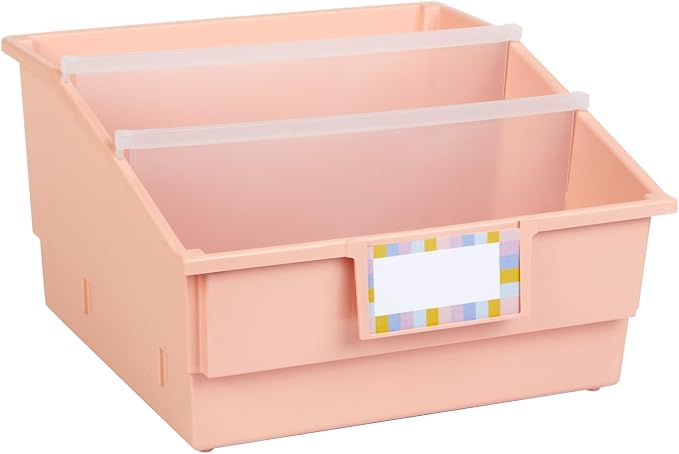 Really Good Stuff Picture Book Classroom Library Bins with Dividers, 6-Pack | Peach, 13.5 in W x 13.5 in D x 7.75 in - Image 4