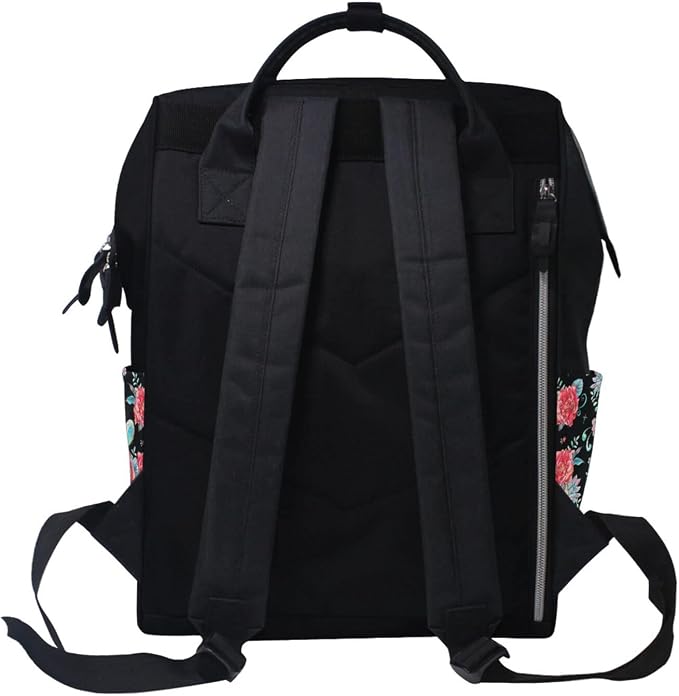 Large Capacity Baby Diaper Bag Watercolor Goth Skull Roses Durable Multi Function Travel Backpack - Image 6