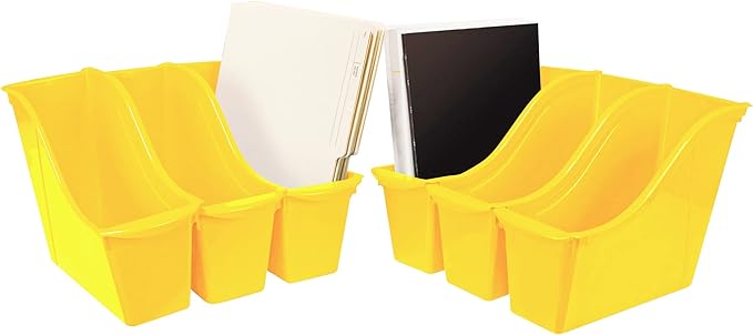 Storex Small Book Bin – Interlocking Plastic Organizer for Home, Office and Classroom, STEM Yellow, 6-Pack (71112A06C) by Storex