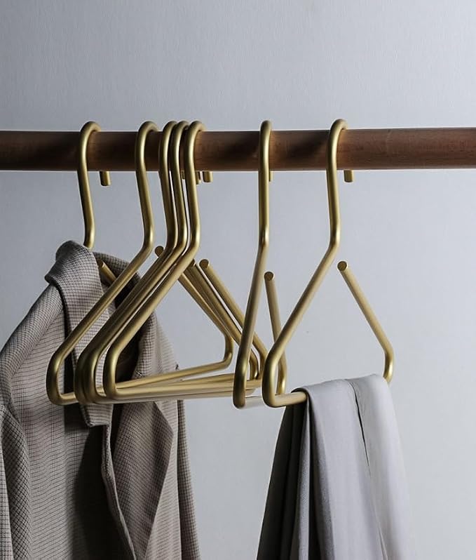 Premium Matte Gold Aluminum Coat Hangers 100 Piece Set, 16.5” Extra Smooth & Durable Metal Shirt Dress Hanger,Aluminum Alloy Hanger,Clothing Support,Clothing Hang by WONQEXZ