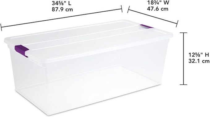 Sterilite Clearview Latch Boxes, Storage Bins with Lids, 110 Quart, 8-Pack | Clear Plastic Organizers with Color Accent Latches for Closet, Bedroom, Shelving Units, Dorm Room and Home Organization - Image 3