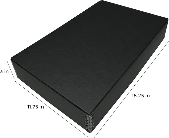 Lineco Drop Front Archival Storage Box, 11.75x18.25x3 in, Black, 2 Pack | Acid-Free with Metal Edge, Preserves Picture Longevity, Organize Photos, Newspapers, Prints, Documents, Crafts, DIY - Image 2