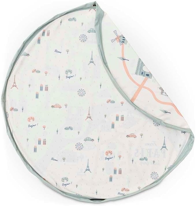 Play & Go Drawstring Play Mat Storage Bag for Children - Kids Toy Storage Organizer - Drawstring Toy Bag - Large 55" Play Mat for Toddlers Toys and Bag for Storage - Paris map by PlayGo