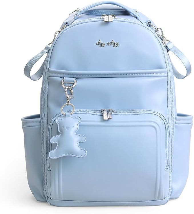 Itzy Ritzy Boss Plus Large Diaper Bag Backpack with 19 Pockets (Teddy Blue) | Includes 2 Insulated Bottle Pockets, Changing Pad, Stroller Clips, Comfortable Padded Straps, Easy-to Clean, Travel-Ready by Unknown