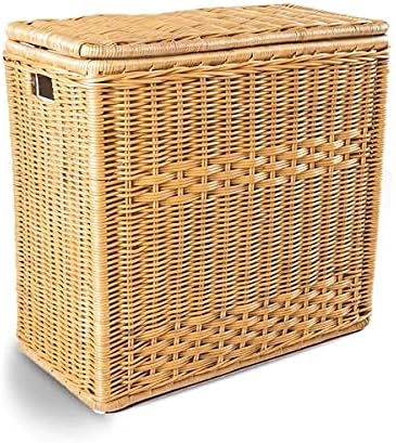 The Basket Lady 3-Compartment Wicker Laundry Hamper, Sandstone | 30" L x 15" W x 28" H, 1.66 cu-ft per section - 3 Fabric Liners, Handcrafted, Fully-assembled, Hinged Lid, Natural rattan - Image 2