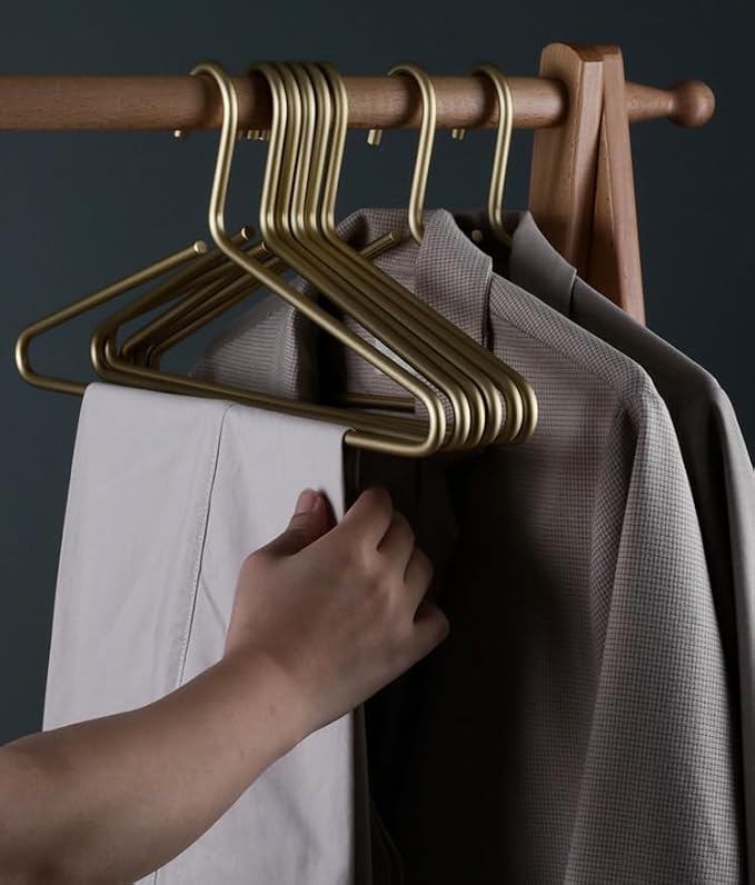 Premium Matte Gold Aluminum Coat Hangers 10 Piece Set, 16.5” Extra Smooth & Durable Metal Shirt Dress Hanger,Aluminum Alloy Hanger,Clothing Support,Clothing Hang - Image 7