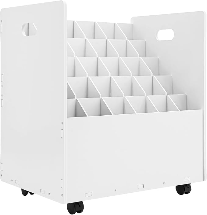 Blue Print Storage Organizer with Wheels, 30 Slots Roll Files Cart, White | Mobile Blueprint Storage Rack Cart, Construction Plan Holder, Map Poster Storage Cabinet for Office Home School by LifeFirstChoice-Blisiour