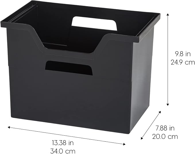 IRIS USA 4-Pack Large Desktop File Box with Open Lid, Black | Organize classroom papers, lesson plans and supplies with portable storage for teachers, schools and educators - Image 2