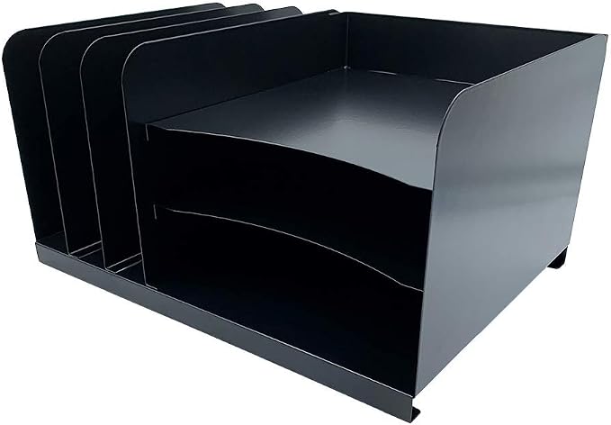 Huron Desktop File Organizer Combo Vert 3 Slot/Horz 3 Slot, Black Commercial Grade Steel - Image 5