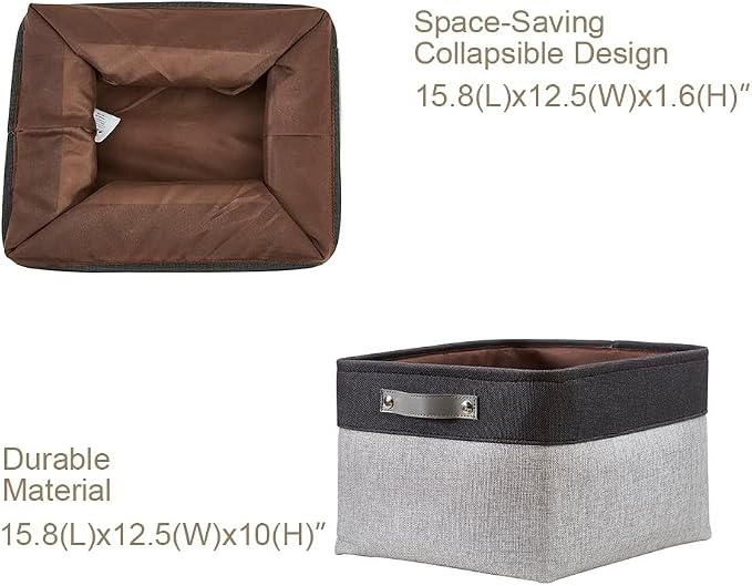DECOMOMO Storage Bins, Extra Large Fabric Storage Baskets for Shelves 3Pack | 15.8 x 12.5 x 10 inches Decorative Linen Closet Organizers (Grey & Black) - Image 3