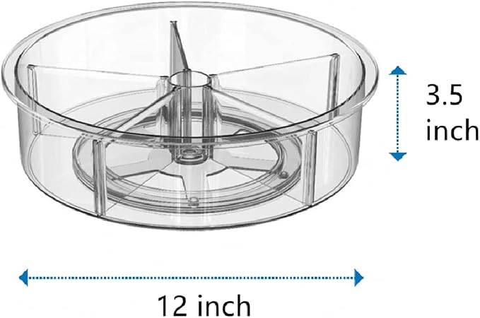 Slideep Plastic Round Lazy Susan Rotating Turntable Food Storage Container for Cabinet, Pantry, Refrigerator, Countertop, Spinning Organizer for Spices, Condiments, Baking Supplies 12'' - 2 Packs - Image 6