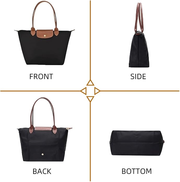 Women's Nylon Tote Bag, Large Capacity Waterproof Shoulder Bags, Spacious Handbag with Metal Zipper & Compartments - Image 6