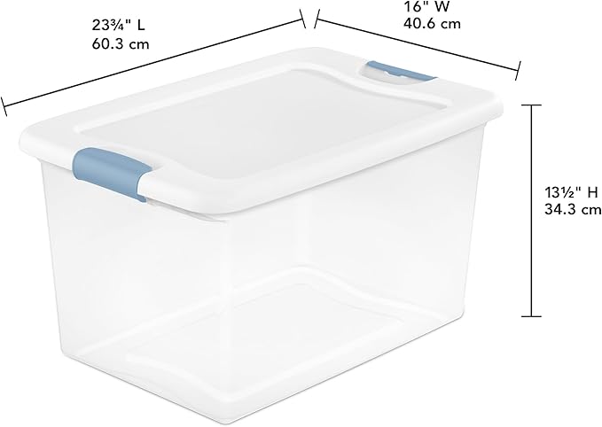 Sterilite Latching Box with Lids for Home and Office, 64 Quart, 16-Pack | Heavy-Duty and Stackable Plastic Containers with Latches for Closet, Cabinet, Bedroom, Bathroom and Dorm Room Organization - Image 2