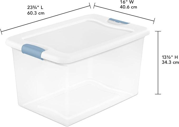 Sterilite Latching Box with Lids for Home and Office, 64 Quart, 4-Pack | Heavy-Duty and Stackable Plastic Containers with Latches for Closet, Cabinet, Bedroom, Bathroom and Dorm Room Organization - Image 2