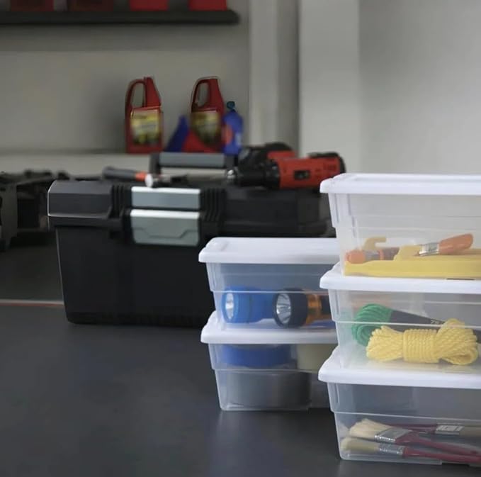 20-Pack 6 Qt Clear Plastic storage bins with lids, Stackable Organizer | Clear durable plastic shoe boxes neatly in closets, shelves & cabinets. 6 qt storage bins for home, kitchen & office. - Image 8