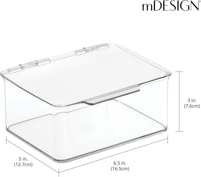 mDesign Plastic Playroom and Gaming Storage Organizer Box Containers with Hinged Lid for Shelves or Cubbies, Holds Small Toys, Building Blocks, Puzzles, Markers, Controllers, or Crayons, 8 Pack, Clear - Image 4