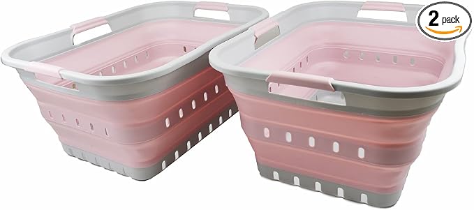SAMMART 42L(11 gallons) Collapsible Plastic Laundry Basket - Foldable Pop Up Storage Container/Organizer - Portable Laundry Hamper- Space Saving Outdoor by SAMMART