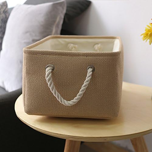 Large Storage Basket - Fabric Storage Baskets for Organizing Shelves, Collapsible Storage Bin Organizer for Closet Bookself Laundry Dog Toy Home Organization, Decorative Beige Basket Gift - Image 6