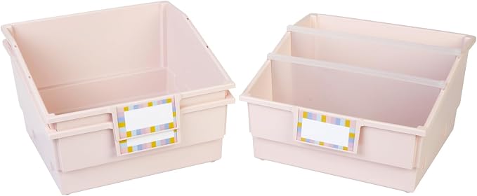 Really Good Stuff Picture Book Classroom Library Bins with Dividers, 6-Pack | Sand, 13.5 in W x 13.5 in D x 7.75 in - Image 5