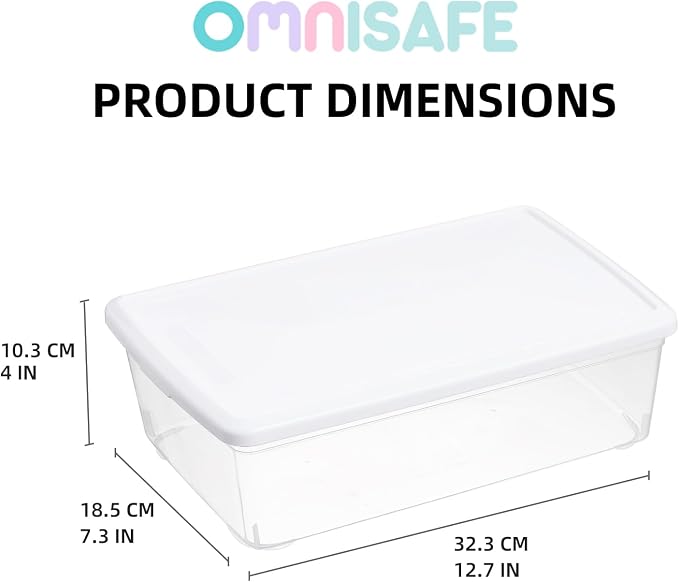 6 Quart Stackable Plastic Storage Shoebox, BPA-Free Nestable Container with Latching Lid to Organize Shoes, See-Through Box for Home and Office, Multi-Purpose Clear Bins (White, 8 Pack) - Image 2