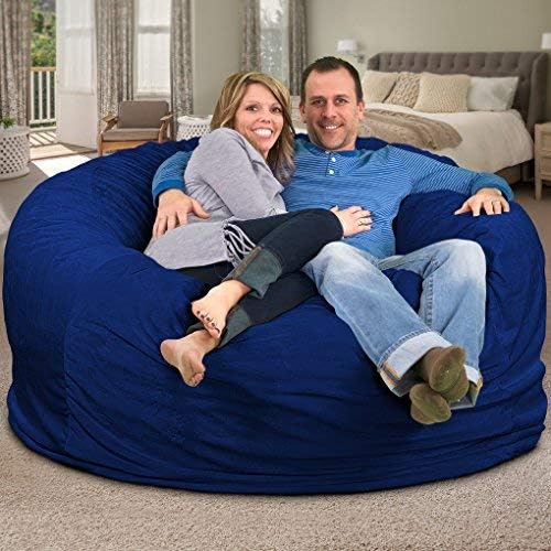 ULTIMATE SACK | 6 Ft Bean Bag Chair Replacement Cover Only | Electric Blue Suede | Removable Washable Cover only - Image 8
