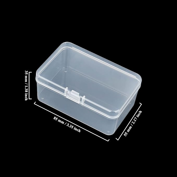 20 Pack Rectangular Mini Clear Plastic Storage Containers | Hinged Lid, For Beads and Small Craft Items, 3.35 x 2.17 x 1.38 inch - Image 2