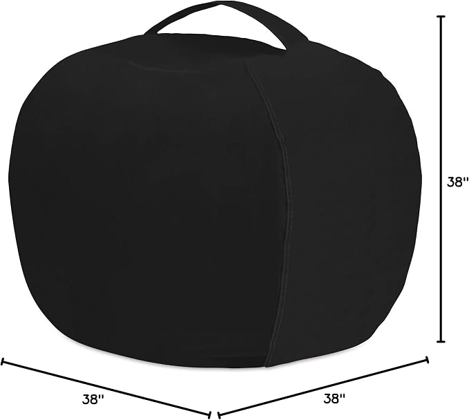 Posh Stuffable Kids Stuffed Animal Storage Bean Bag Chair Cover - Childrens Toy Organizer, Large 38" - Solid Black - Image 8