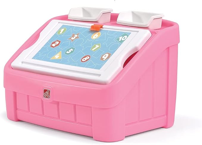 Step2 2-in-1 Toy Box & Art Lid, Kids Toy Storage Bin & Organizer, Easel & Chest in One, Made of Durable Plastic, For Toddlers 2+ Years Old, Pink by Unknown