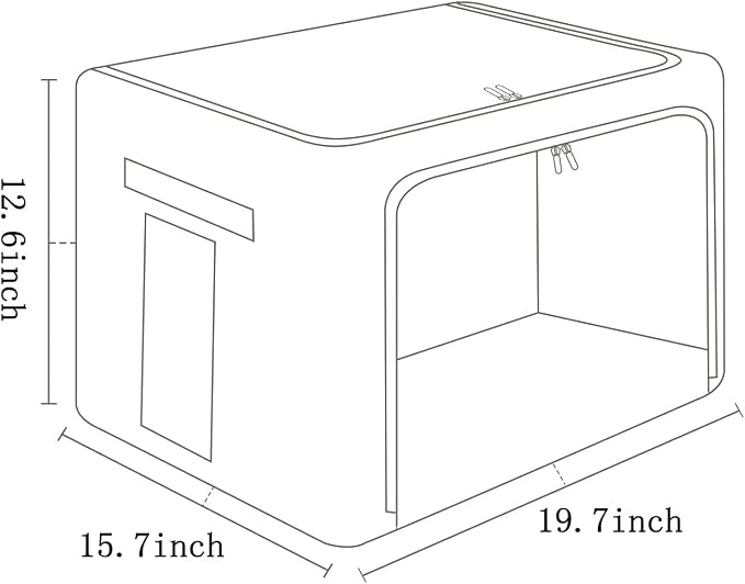 FHSQX 2 Pack Clothes Storage Bins Stackable Metal Frame Storage Box Large Capacity Foldable Linen Fabric Box Organizer with Carrying Handles and Clear Window (Light Gray, 19.7x 15.7x 12.6 Inch) - Image 5